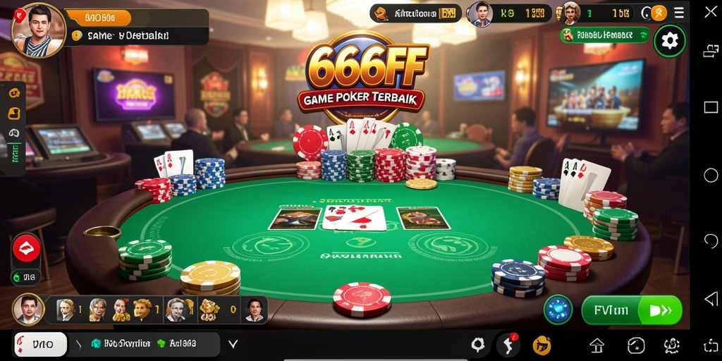 Tampilan gameplay utamanya di 666FF yang menampilkan aksi poker mendebarkan.