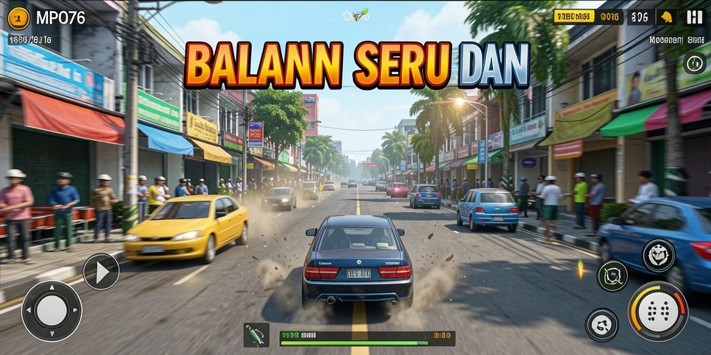 Screenshot MPO76 menampilkan aksi balapan yang mendebarkan.