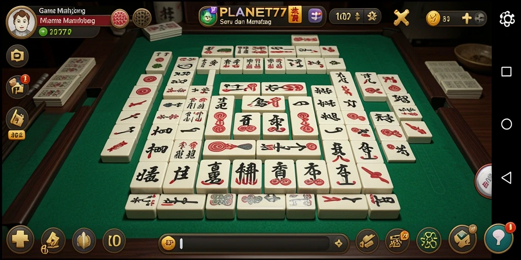 Screenshot gameplay yang menunjukkan keseruan bermain Mahjong di PLANET77.