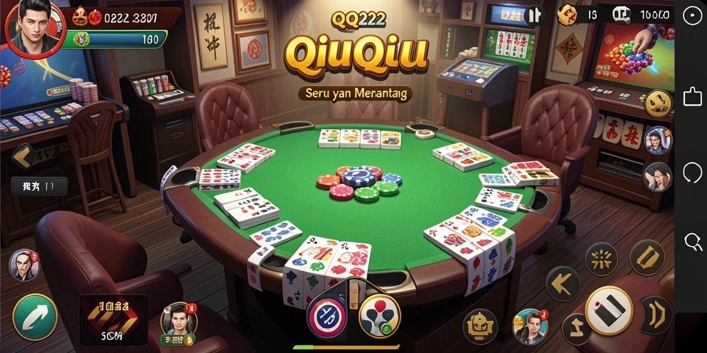 Screenshot utama QQ222 menunjukkan gameplay seru QiuQiu.