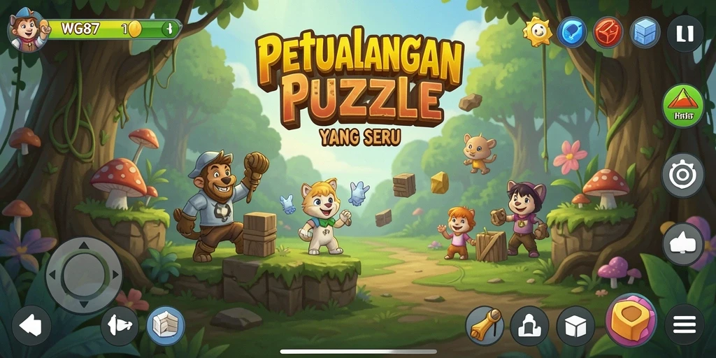 Screenshot utama WG87 menampilkan gameplay puzzle yang mendebarkan.